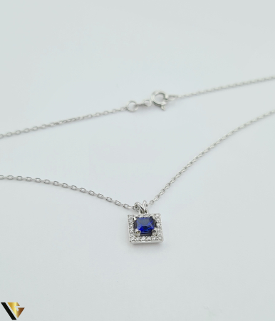 Lant cu Pandantiv Aur 14k, Diamante 0.10 ct, Safir [1]