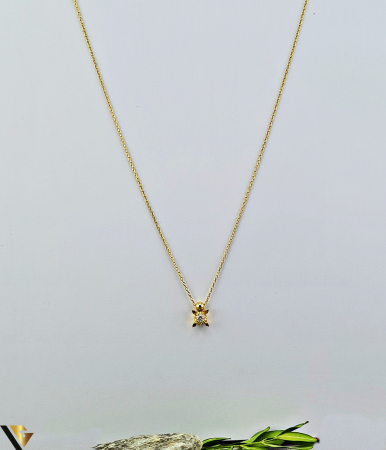 Coliere cu diamante - Lant cu Pandantiv Aur 14k, Diamante 0.11ct in total