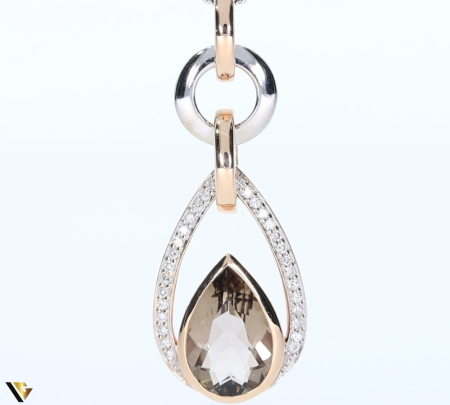 Lant cu Pandantiv Aur 14k, Cuart Fumuriu 2.00 ct, Diamante 0.15 ct [1]