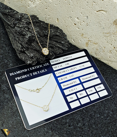 Lant cu Pandantiv Aur 14k, Diamante 0.16 ct in total [2]