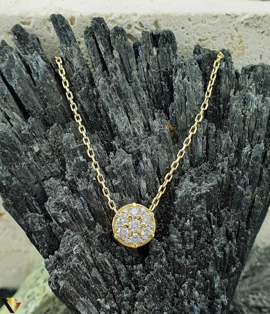 Coliere cu diamante - Lant cu Pandantiv Aur 14k, Diamante 0.16 ct in total
