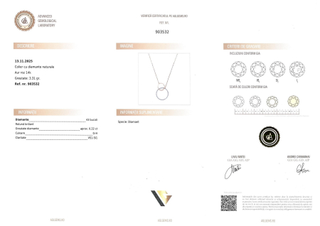 Lant cu Pandantiv Aur 14k, Diamante 0.22 ct [2]