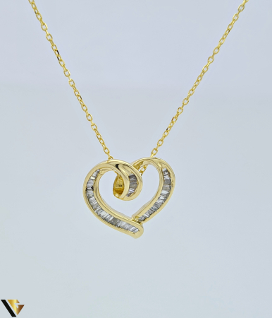 Coliere cu diamante - Lant cu Pandantiv Aur 14k, Diamante 0.51 ct