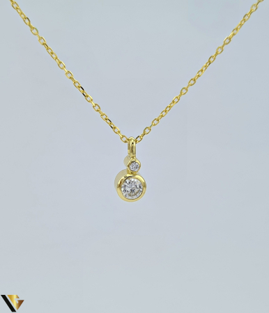 Coliere cu diamante - Lant cu Pandantiv Aur 14k, Diamante 0.25 ct