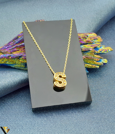 Lant cu Pandantiv Aur 14k, Initiala S [1]