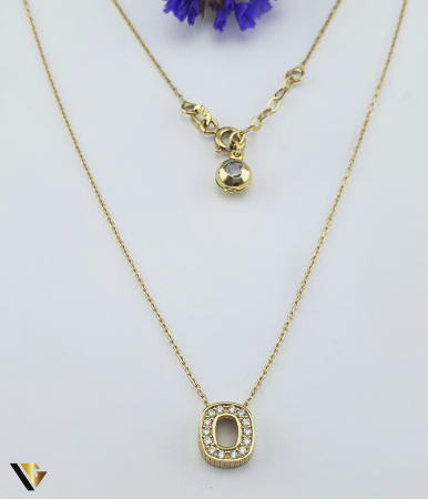 Coliere si lanturi din aur - Lant cu Pandantiv Aur 14k, Litera O
