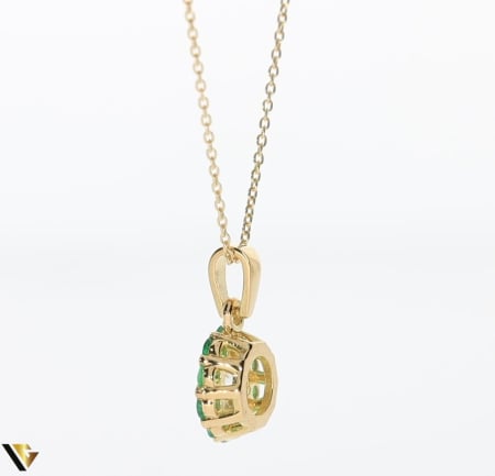 Lant cu Pandantiv Aur 18k, Diamant 0.21 ct, Smaralde 0.17 ct [3]