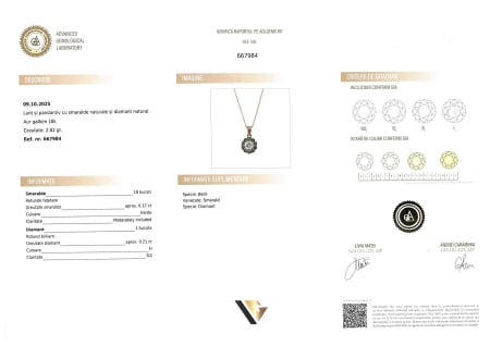 Lant cu Pandantiv Aur 18k, Diamant 0.21 ct, Smaralde 0.17 ct [5]