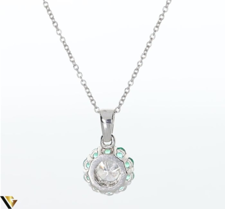 Lant cu Pandantiv Aur 18k, Diamant 0.23 ct, Smaralde 0.18 ct [2]