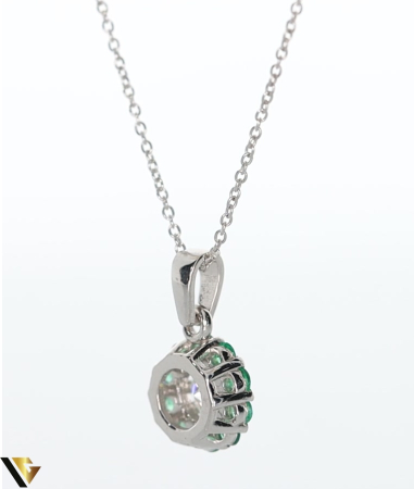 Lant cu Pandantiv Aur 18k, Diamant 0.23 ct, Smaralde 0.18 ct [4]