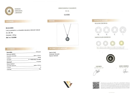 Lant cu Pandantiv Aur 18k, Diamant 0.23 ct, Smaralde 0.18 ct [5]
