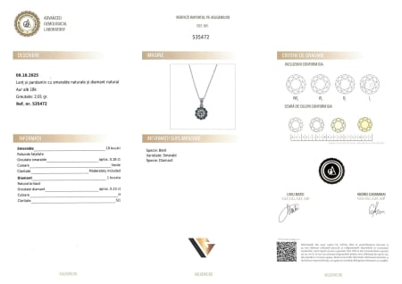 Lant cu Pandantiv Aur 18k, Diamant 0.23 ct, Smaralde 0.18 ct [4]