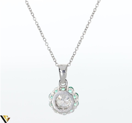 Lant cu Pandantiv Aur 18k, Diamant 0.25 ct, Smaralde 0.18 ct [4]