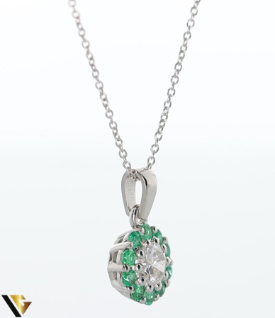 Lant cu Pandantiv Aur 18k, Diamant 0.25 ct, Smaralde 0.18 ct [2]