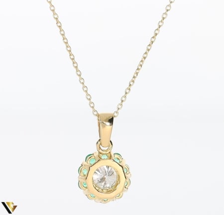 Lant cu Pandantiv Aur 18k, Diamant 0.25 ct, Smaralde 0.19 ct [4]