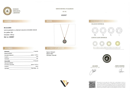Lant cu Pandantiv Aur 18k, Diamant 1.20 ct, Safire 0.42 ct [4]