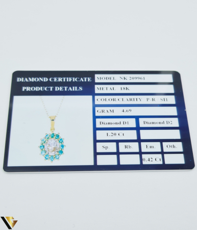 Lant cu Pandantiv Aur 18k, Diamant 1.20 ct, Smaralde 0.42 ct [6]