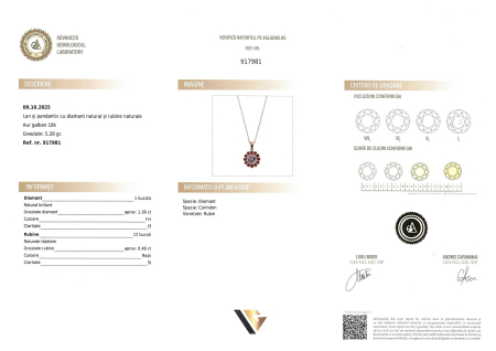 Lant cu Pandantiv Aur 18k, Diamant 1.36 ct, Safire 0.46 ct [4]