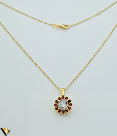 Lant cu Pandantiv Aur 18k, Diamant 1.36 ct, Safire 0.46 ct [3]