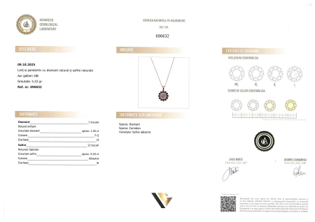 Lant cu Pandantiv Aur 18k, Diamant 1.45 ct, Safire 0.43 ct [6]