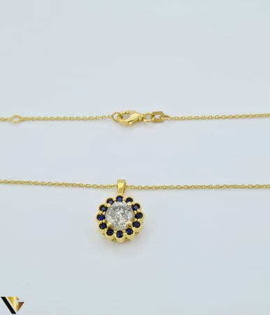 Lant cu Pandantiv Aur 18k, Diamant 1.45 ct, Safire 0.43 ct [5]