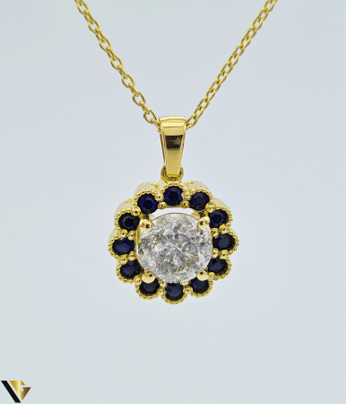 Lant cu Pandantiv Aur 18k, Diamant 1.45 ct, Safire 0.43 ct [1]