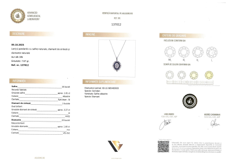 Lant cu Pandantiv Aur 18k, Diamant 4.27 ct, Safire 1.01 ct [5]