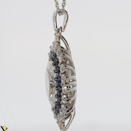 Lant cu Pandantiv Aur 18k, Diamant 4.27 ct, Safire 1.01 ct [2]