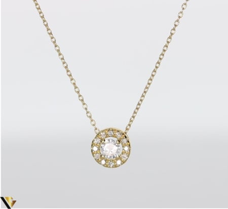 Lant cu Pandantiv Aur 18k, Diamante 0.12 ct [1]