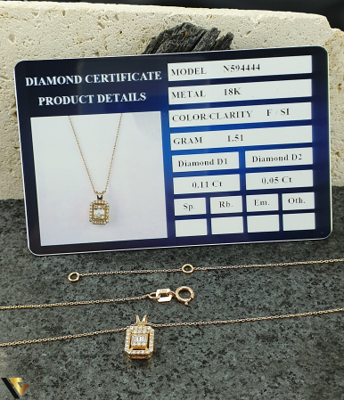 Lant cu Pandantiv Aur 18k, Diamante 0.16 ct [1]
