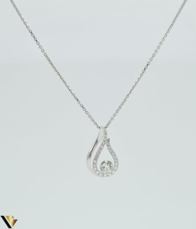 Bijuterii din aur - Lant cu Pandantiv Aur Alb 18k, Diamante 0.32 ct