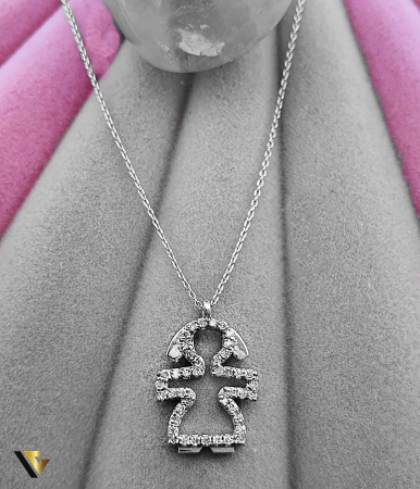 Coliere cu diamante - Lant cu Pandantiv, Aur 18k, Diamante de 0.17 ct