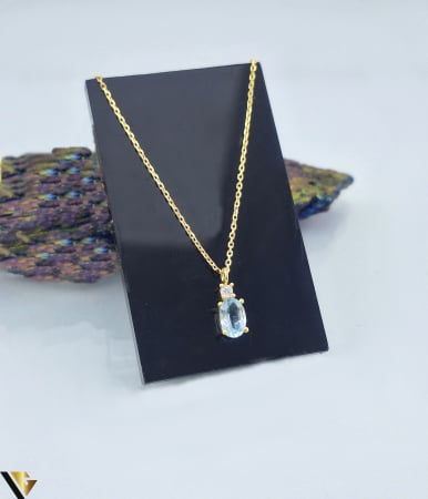 Coliere si lanturi din aur - Lant cu Pandantiv Aur 9k, Blue topaz