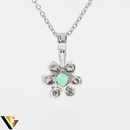 Lant cu Pandantiv Aur 14k ,18k, Diamante 0.18ct, Smarald [2]