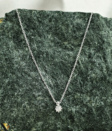 Lant cu Pandantiv Aur Alb 14k, Diamant 0.04 ct [0]