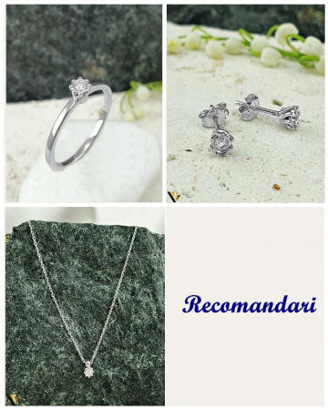 Lant cu Pandantiv Aur Alb 14k, Diamant 0.04 ct [3]