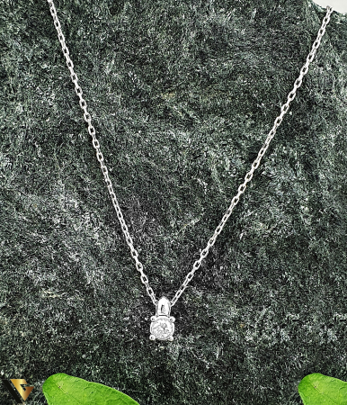 Lant cu Pandantiv Aur Alb 14k, Diamant 0.09 ct [0]