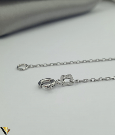 Lant cu Pandantiv Aur Alb 14k, Diamante 0.05 ct, Topaz [1]