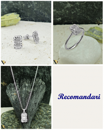 Lant cu Pandantiv Aur Alb 14k, Diamante 0.06 ct in total [3]