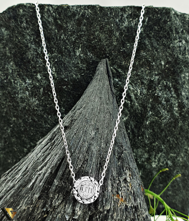 Coliere cu diamante - Lant cu Pandantiv Aur Alb 14k, Diamante 0.08 ct in total