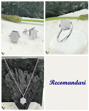 Lant cu Pandantiv Aur Alb 14k, Diamante 0.14 ct in total [3]