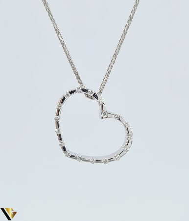 Coliere si lanturi - Lant cu Pandantiv Aur Alb 14k, Diamante 0.20 ct