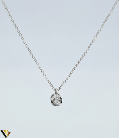Coliere cu diamante - Lant cu Pandantiv Aur Alb 18k, Diamant 0.05 ct