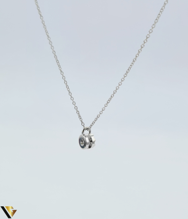Lant cu Pandantiv Aur Alb 18k, Diamant 0.05 ct [2]