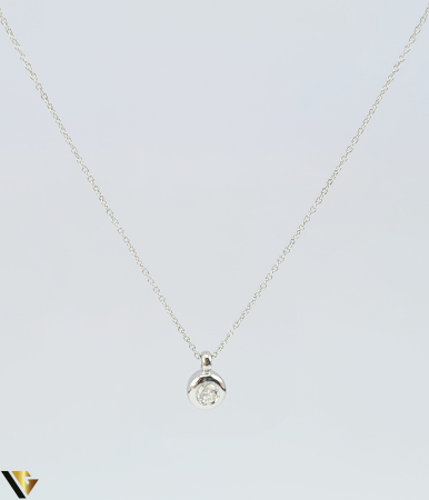 Coliere cu diamante - Lant cu Pandantiv Aur Alb 18k, Diamant 0.07 ct