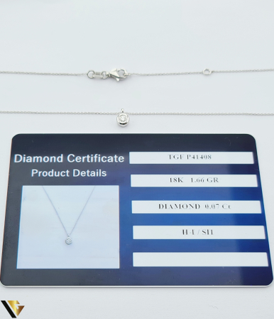 Lant cu Pandantiv Aur Alb 18k, Diamant 0.07 ct [3]
