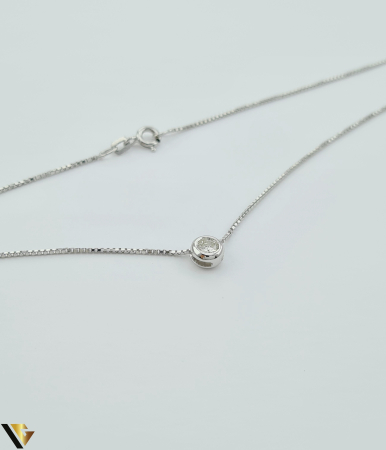 Lant cu Pandantiv Aur Alb 18k, Diamant 0.17 ct [1]