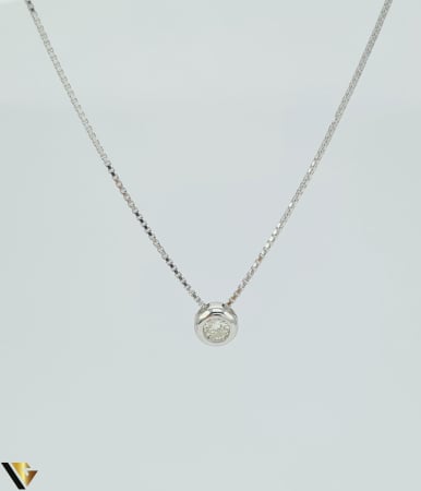 Coliere si lanturi din aur - Lant cu Pandantiv Aur Alb 18k, Diamant 0.17 ct