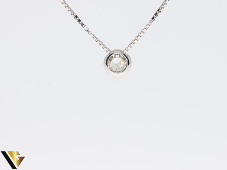 Lant cu Pandantiv Aur Alb 18k, Diamant 0.17 ct [3]