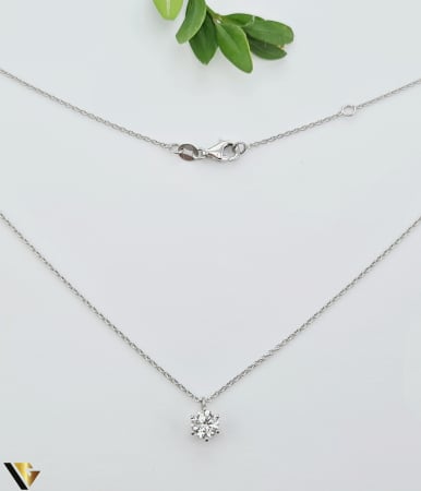 Coliere cu diamante - Lant cu Pandantiv Aur Alb 18k, Diamant 0.56 ct